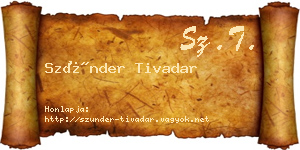 Szünder Tivadar névjegykártya